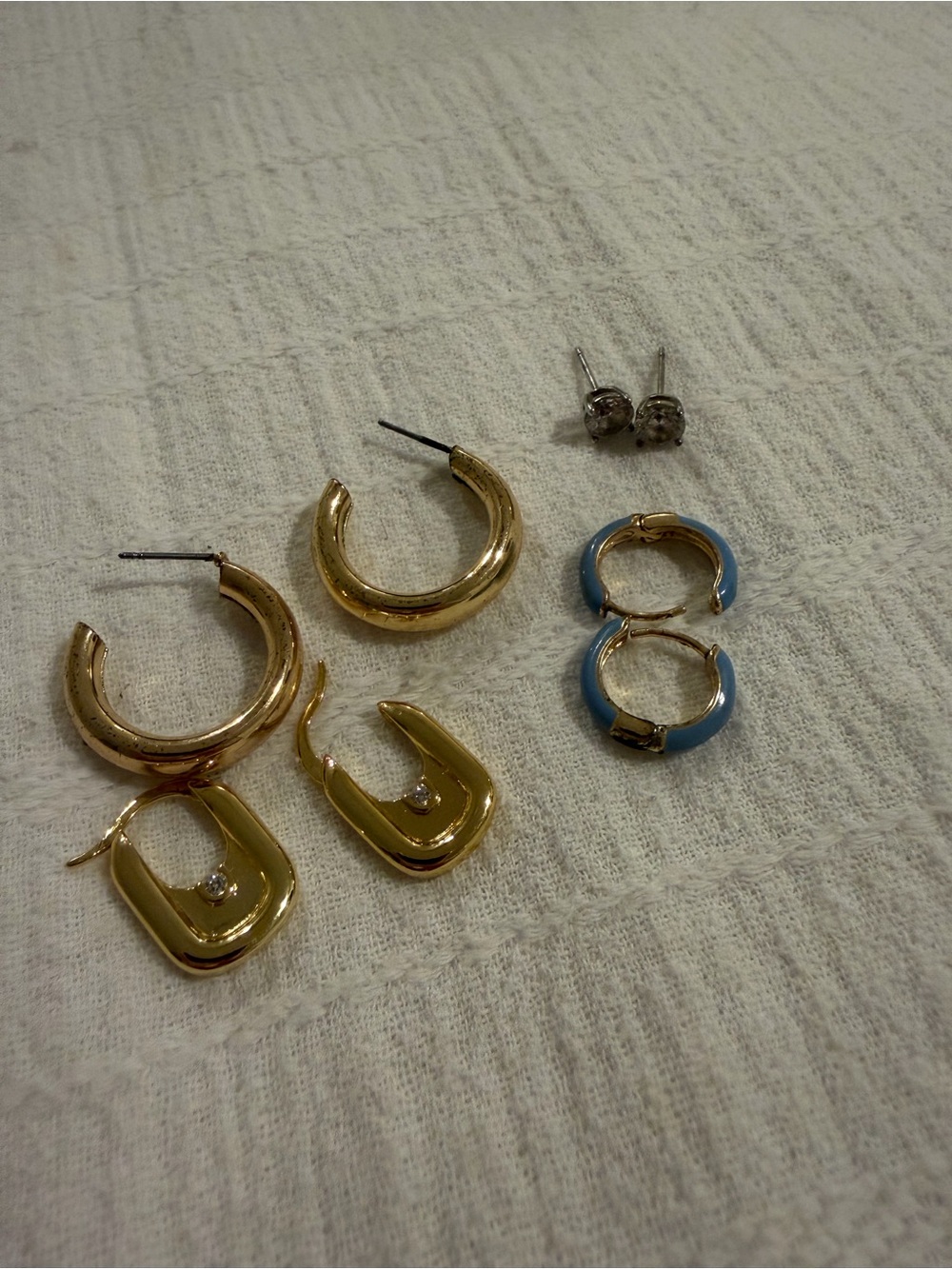Gold and Blue Hoop Earring Set - Women's Fashion Accessories